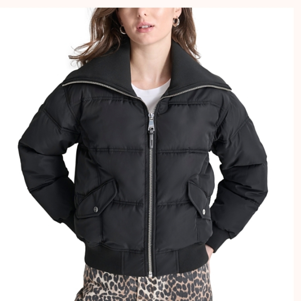 DKNY Zip Front Puffer Coat